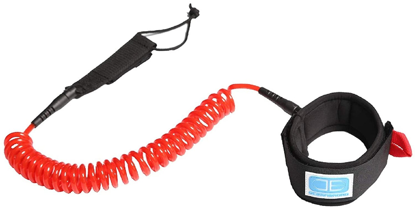 OCEANBROAD 10' Coiled Leash for Paddle Board Surfboard SUP Leash Leg Rope with Adjustable Thigh Ankle Cuff