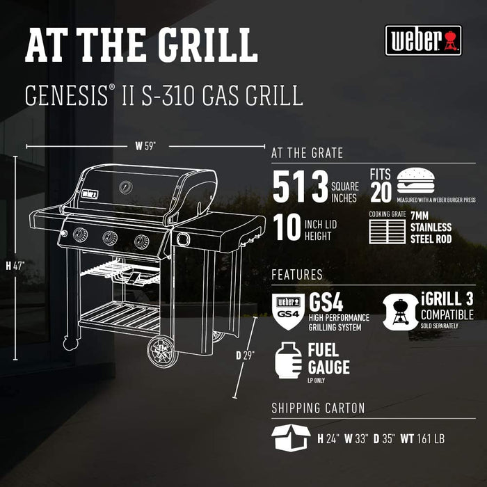 Weber 61011001 Genesis II E-310 Liquid Propane 3-Burner Grill