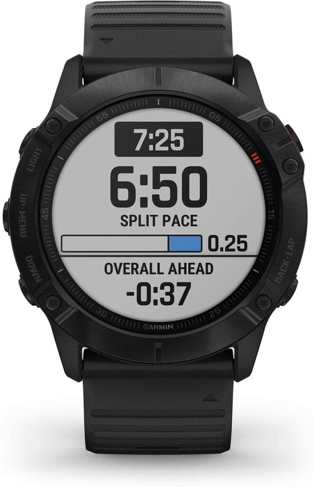 Garmin Fenix 6X Pro, Premium Multisport Smartwatch (Black/Black Band) PulseOx, PacePro, Maps, Spotify Music Includes Charging Stand