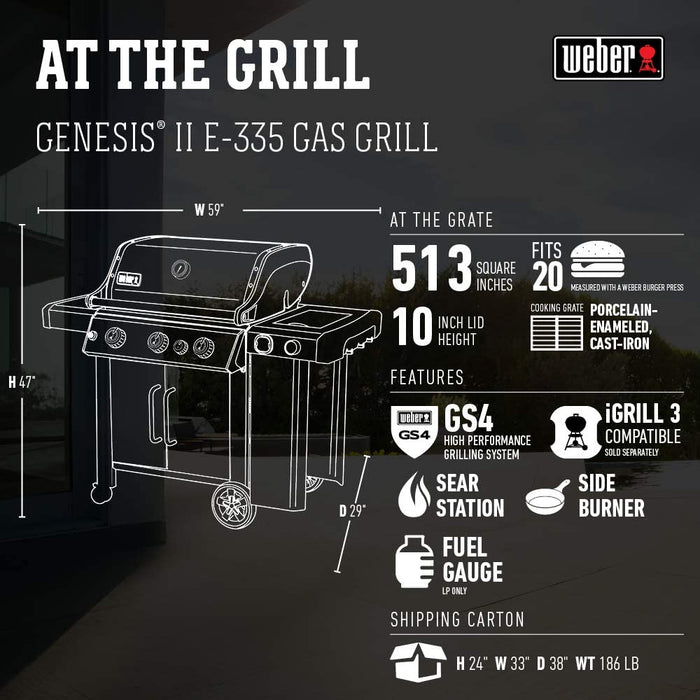Weber 61016001 Genesis II E-335 3-Burner Liquid Propane Grill