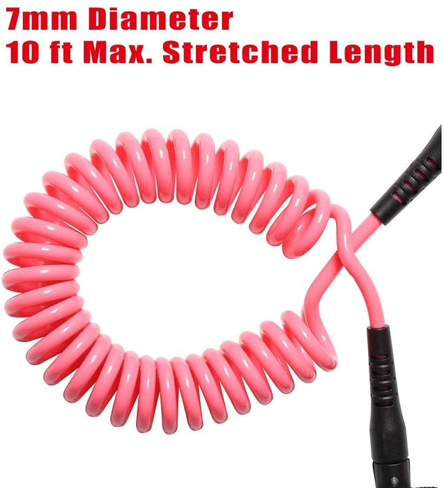 OCEANBROAD 10' Coiled Leash for Paddle Board Surfboard SUP Leash Leg Rope with Adjustable Thigh Ankle Cuff