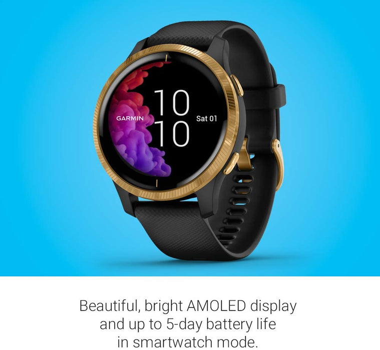 Garmin 010-02173-21 Venu, GPS Smartwatch with Bright Touchscreen Display, Features Music, Body Energy Monitoring, Animated Workouts, Pulse Ox Sensor and More