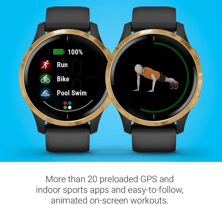 Garmin 010-02173-21 Venu, GPS Smartwatch with Bright Touchscreen Display, Features Music, Body Energy Monitoring, Animated Workouts, Pulse Ox Sensor and More