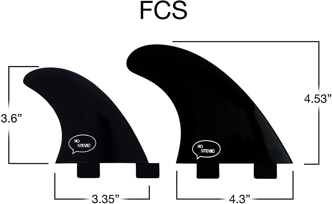 Ho Stevie! Fiberglass Reinforced Polymer Surfboard Fins - Quad (4 Fins) FCS or Futures Sizes, with Fin Bag, Screws