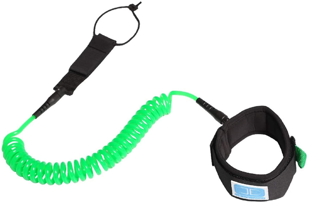 OCEANBROAD 10' Coiled Leash for Paddle Board Surfboard SUP Leash Leg Rope with Adjustable Thigh Ankle Cuff