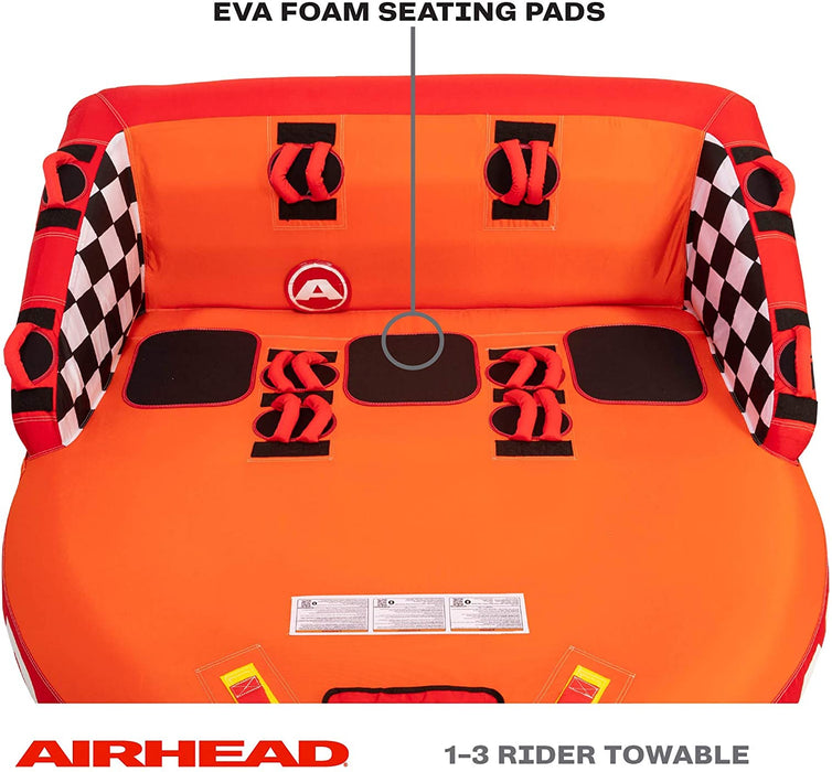 SportsStuff Super Mable | 1-3 Rider Towable Tube for Boating, Orange, Red, Yellow