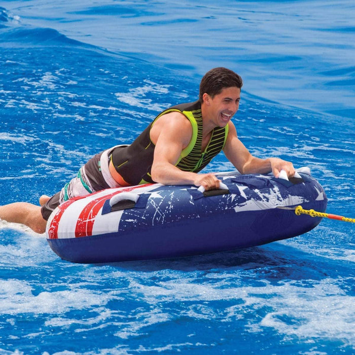 SportsStuff Stars & Stripes Inflatable 1 Rider Watersports Towable Tube (2 Pack)