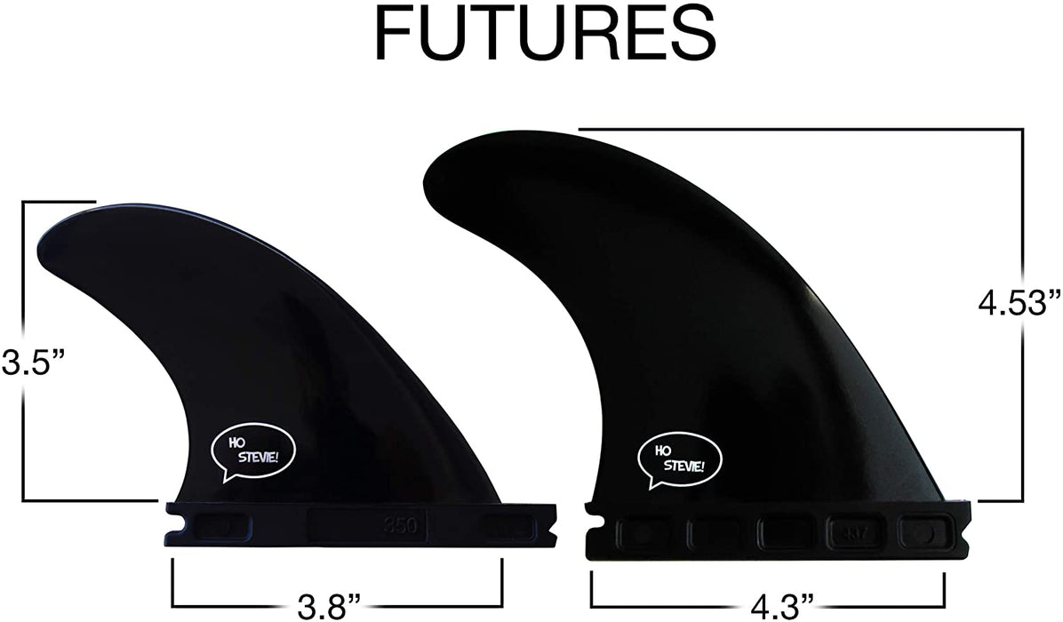 Ho Stevie! Fiberglass Reinforced Polymer Surfboard Fins - Quad (4 Fins) FCS or Futures Sizes, with Fin Bag, Screws