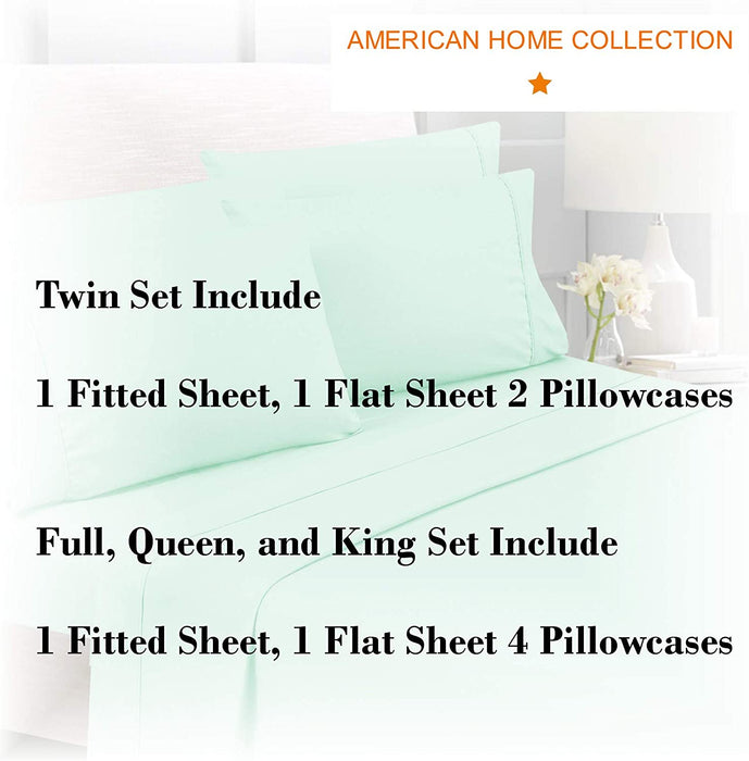 American Home Collection Deluxe 6 Piece Printed Sheet Set of Brushed Fabric, Deep Pocket Wrinkle Resistant - Hypoallergenic (Twin