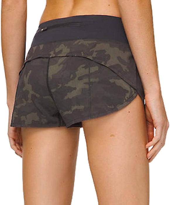 Lululemon Sz 6 Speed Up Shorts 2.5 " Incognito Camo Gator Green/Black