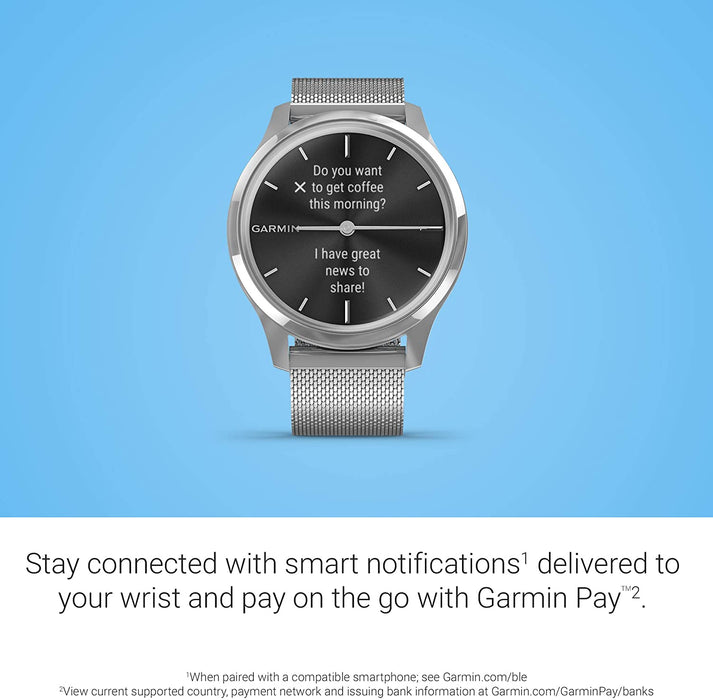 Garmin vivomove 3s, Smaller-sized Hybrid Smartwatch with Real Watch Hands and Hidden Touchscreen Display