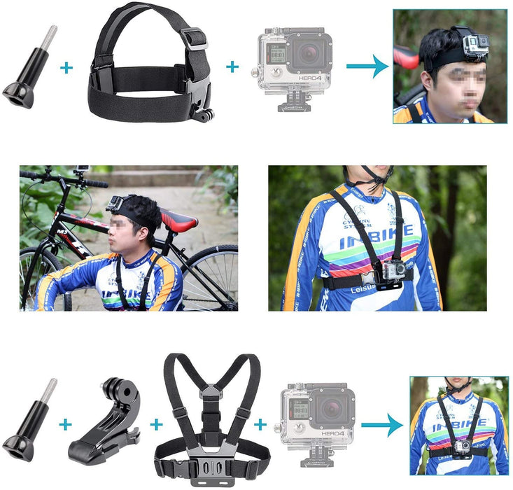 GoPro Hero 7 Black with 50 Piece Action Accessory Kit - Straps - Harnesses - Mounts - Adapters All-in-One Bundle