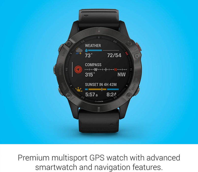 Garmin Fenix 6 Sapphire, Premium Multisport GPS Watch, Features Mapping, Music, Grade-Adjusted Pace Guidance, Titanium with Orange Band & Quickfit 22 Watch Band