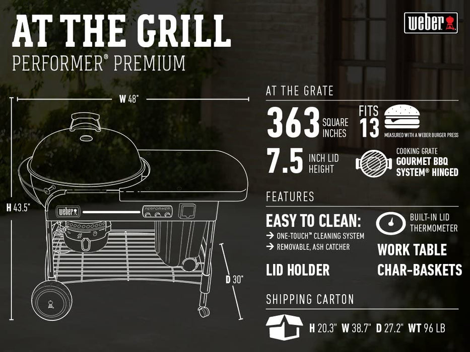 Weber 15401001 Performer Premium Charcoal Grill, 22-Inch, Black