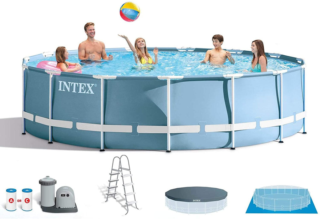 Intex 15ft X 42in Prism Frame Pool Set with Filter Pump, Ladder