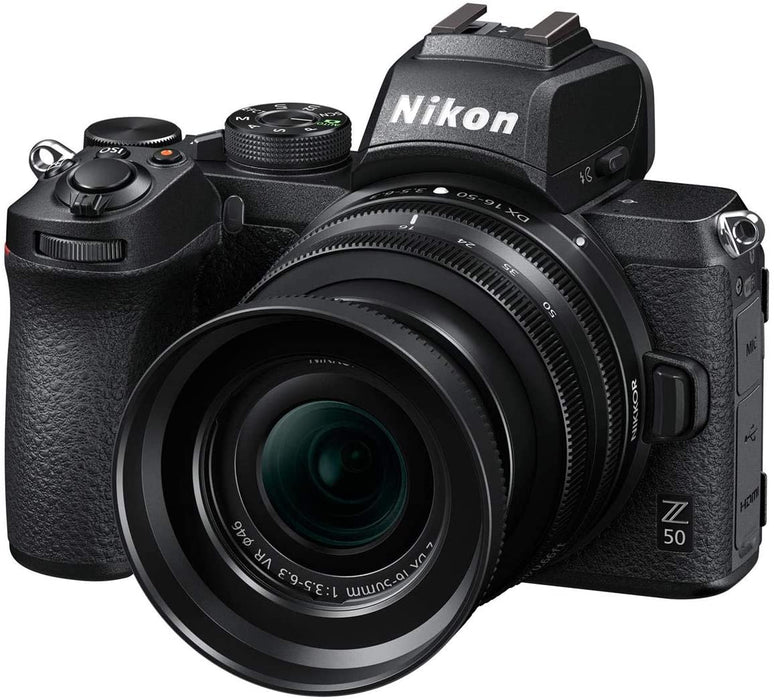 Nikon Z 50 DX-Format Mirrorless Camera with 16-50mm f/3.5-6.3 VR Lens, Essential Bundle with FTZ Mount Adapter, Wrist Strap and Accessories
