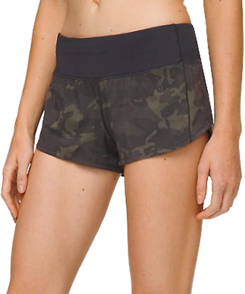 Lululemon Sz 6 Speed Up Shorts 2.5 " Incognito Camo Gator Green/Black