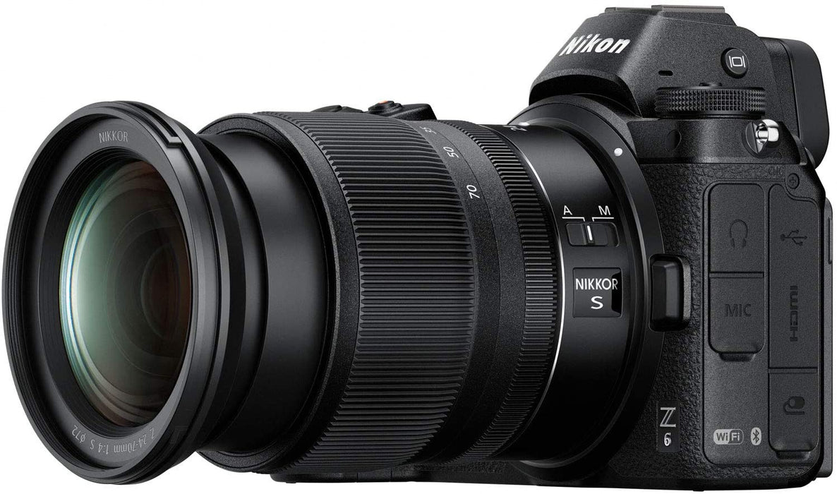 Nikon Z6 Mirrorless Camera Body FX-Format Full-Frame 4K Ultra HD with NIKKOR Z 24-70mm f/4 S Lens Kit and Deco Gear Travel Gadget Bag Case with Extra Battery & Accessory Kit Editing Software Bundle