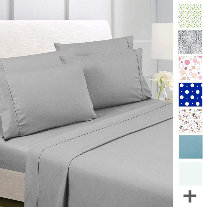 American Home Collection Deluxe 6 Piece Printed Sheet Set of Brushed Fabric, Deep Pocket Wrinkle Resistant - Hypoallergenic (Twin