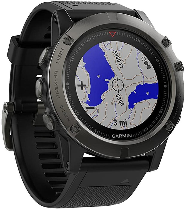 Garmin Fenix 5X Sapphire Multisport 51mm GPS Watch - Slate Gray with Black Band (010-01733-00) + 1 Year Extended Warranty