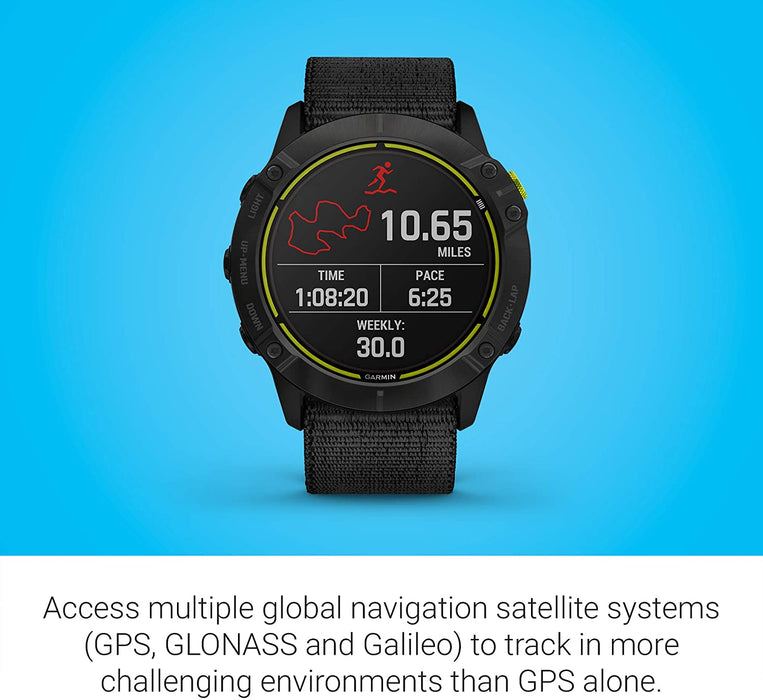 Garmin Enduro, Ultraperformance Multisport GPS Watch, Solar Charging, Battery Life Up to 80 Hours in GPS Mode, Carbon Gray DLC Titanium with Black UltraFit Nylon Band