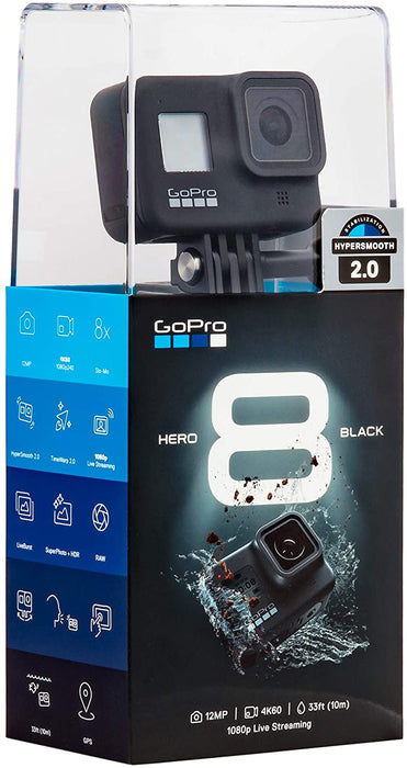 GoPro Hero8 Black Action Camera with Accessory Bundle - Sandisk 32gb U3 Video Memory Card, GoPro Hero 8 Spare Battery and Ritz Gear Card Reader