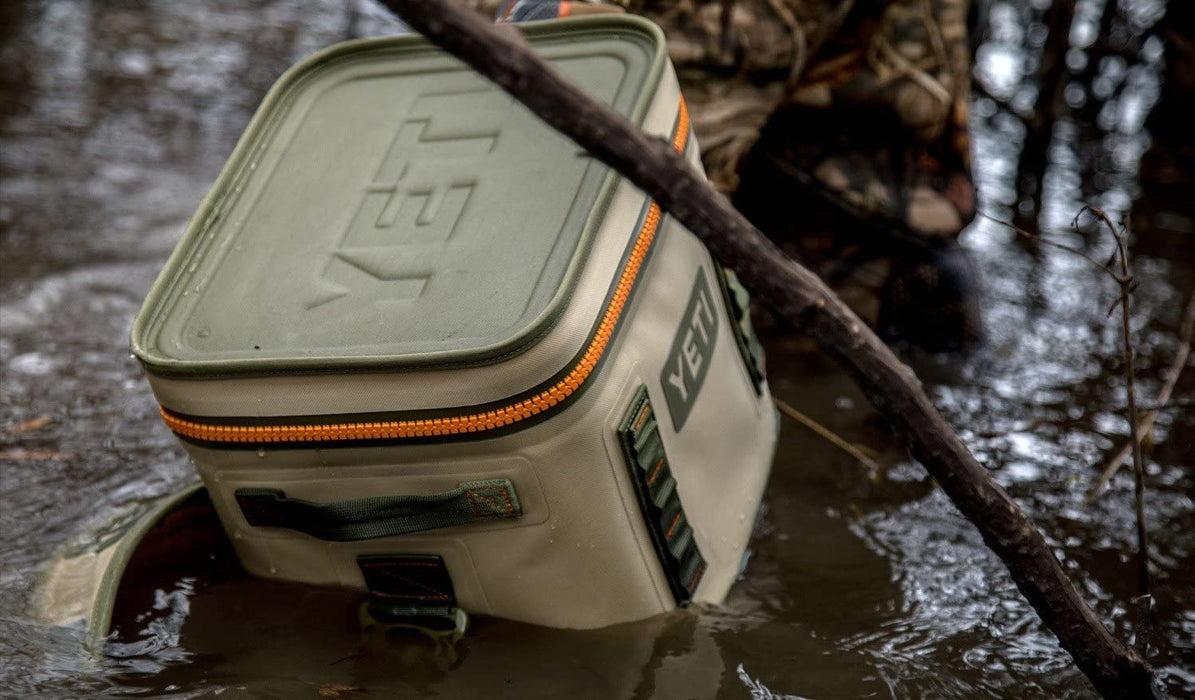 YETI Hopper Flip 12 Can Portable Cooler, Field Tan / Blaze Orange