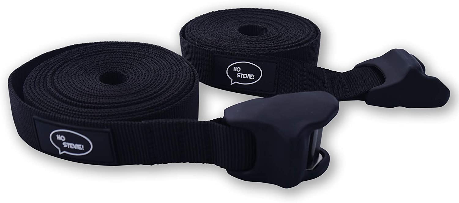 Ho Stevie! Surfboard Tie Down Straps 'No Scratch' 15ft (Pair) for Car Truck SUV with roof Racks - for SUP, Kayak, Canoe Also
