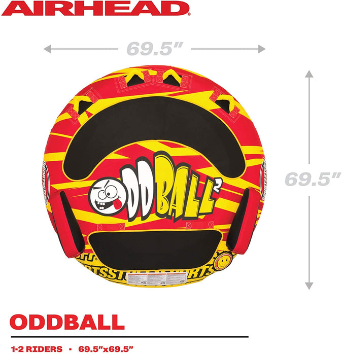 SportsStuff Oddball 2 | 1-2 Rider Towable Tube for Boating, red/Yellow, 53-5320