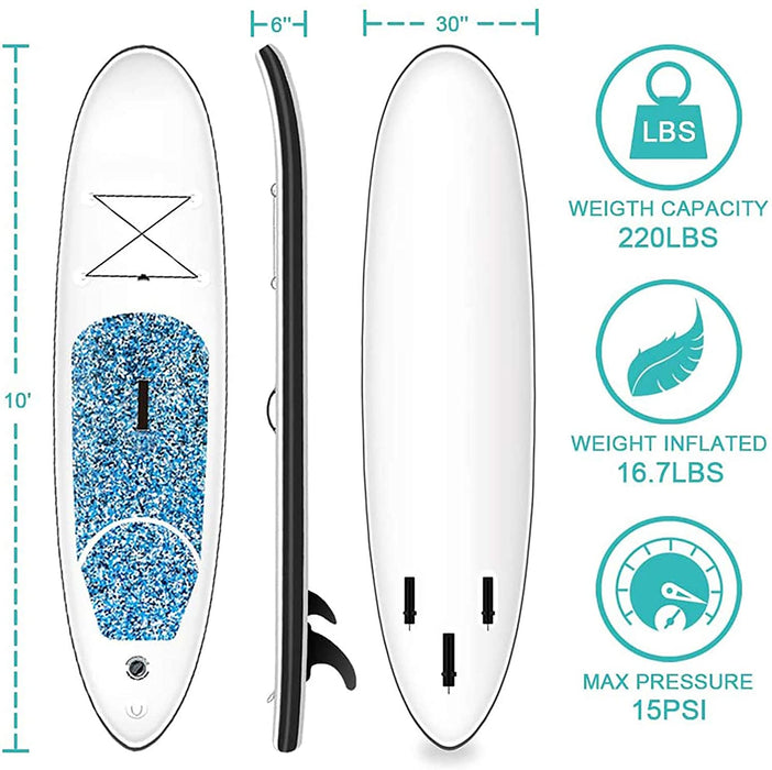 DANWJDP Inflatable Stand Up Paddle Board, 16cm Thick SUP with Accessories, Carry Bag, Adjustable Paddle, Hand Pump, Bottom Fin, Ankle Leash, Non-Slip Deck, 305 x 76 x 15 cm
