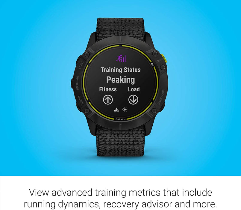 Garmin Enduro, Ultraperformance Multisport GPS Watch, Solar Charging, Battery Life Up to 80 Hours in GPS Mode, Carbon Gray DLC Titanium with Black UltraFit Nylon Band