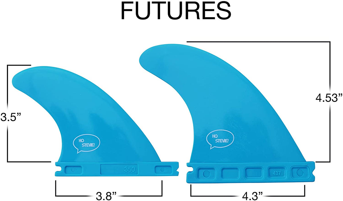 Ho Stevie! Fiberglass Reinforced Polymer Surfboard Fins - Quad (4 Fins) FCS or Futures Sizes, with Fin Bag, Screws