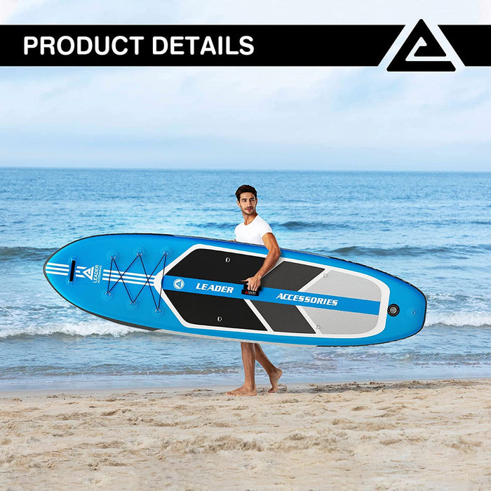 Leader Accessories 10'6" Inflatable Stand Up Paddleboard with Fins (6" Thick) Includes Adjustable Paddle,Kayak Leash,ISUP Backpack, Non-Slip Deck