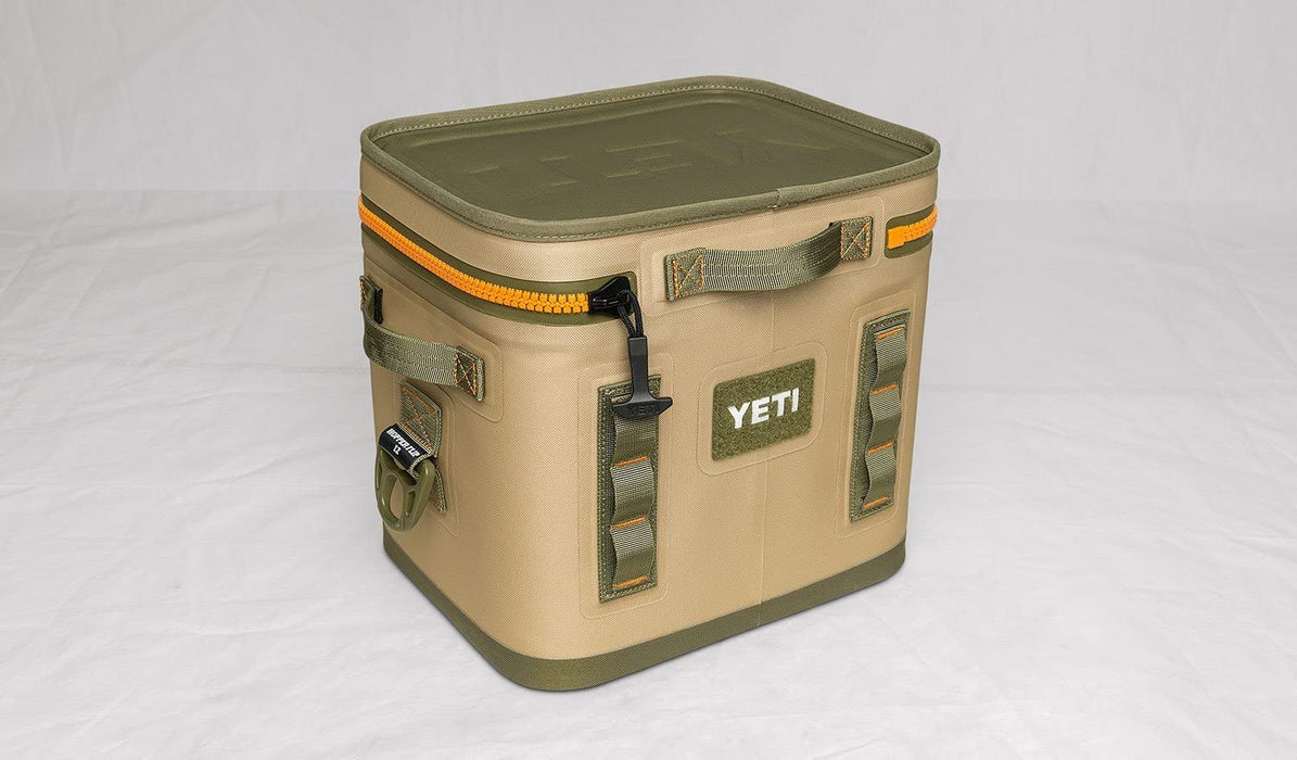 YETI Hopper Flip 12 Can Portable Cooler, Field Tan / Blaze Orange