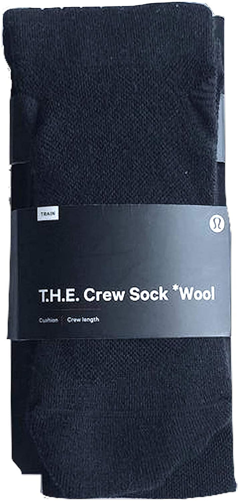 LULULEMON MENS T.H.E. CREW SOCK WOOL - BLK/SNCS (Black/Sonic Silver)