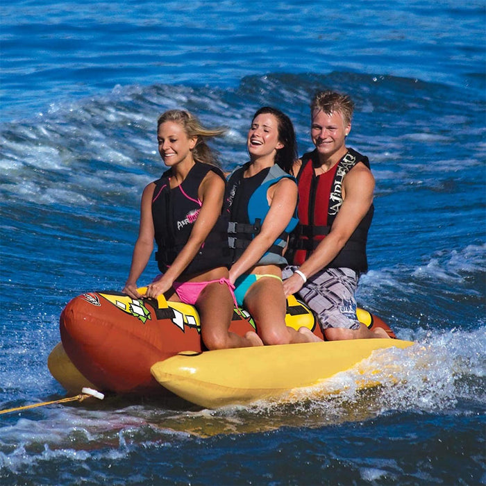 SportsStuff Hot Dog 3 Person Inflatable Boat Lake Water Towable Tube (2 Pack)