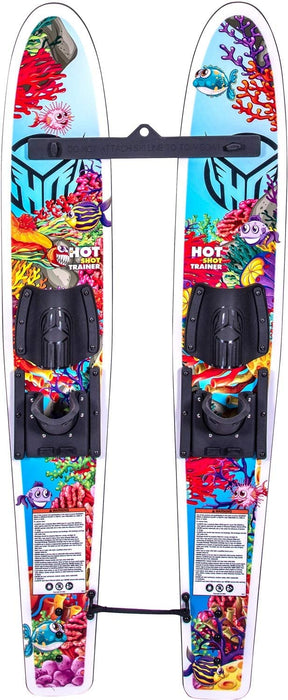 HO Hot Shot Trainer Skis w/Adjustable Horseshoe Bindings & Trainer Bar/Rope Floral/Black