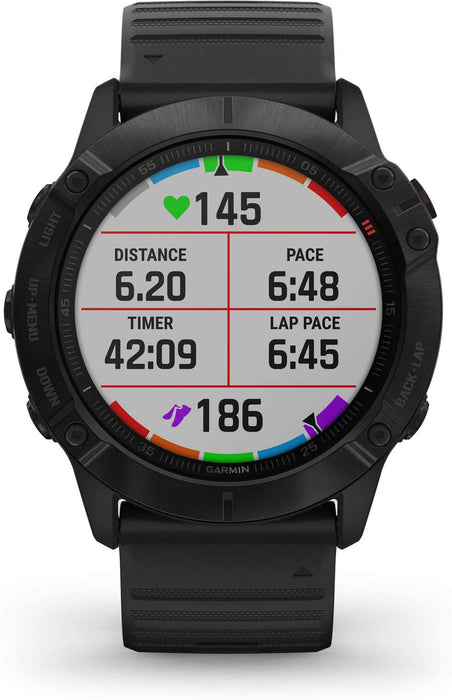 Garmin Fenix 6X Pro, Premium Multisport Smartwatch (Black/Black Band) PulseOx, PacePro, Maps, Spotify Music Includes Charging Stand