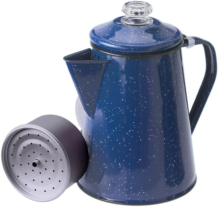 GSI Outdoors 8 Cup Enamelware Percolator Coffee Pot for Brewing Coffee Over Stove and Fire | Ideal for Campsite, Cabin, RV, Kitchen, Groups