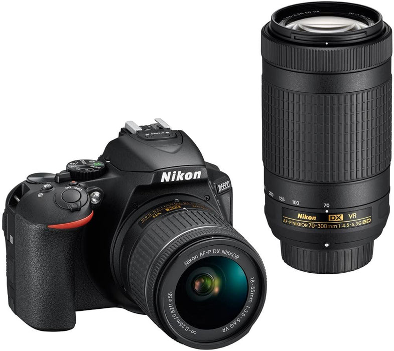Nikon D5600 24.2 MP DX-Format DSLR Camera with AF-P 18-55mm VR & 70-300mm Lens Kit + 32GB Battery Grip Accessory Bundle