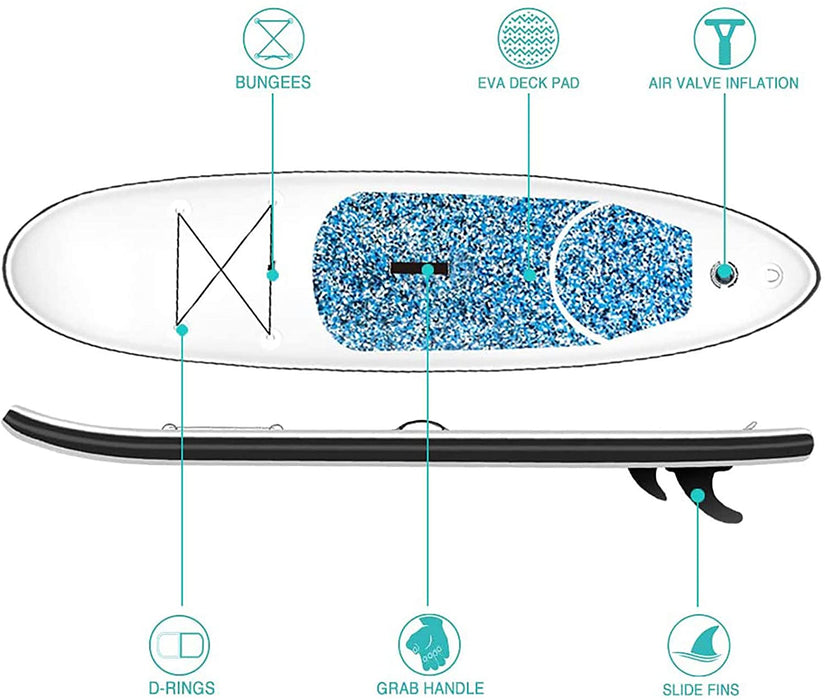 DANWJDP Inflatable Stand Up Paddle Board, 16cm Thick SUP with Accessories, Carry Bag, Adjustable Paddle, Hand Pump, Bottom Fin, Ankle Leash, Non-Slip Deck, 305 x 76 x 15 cm