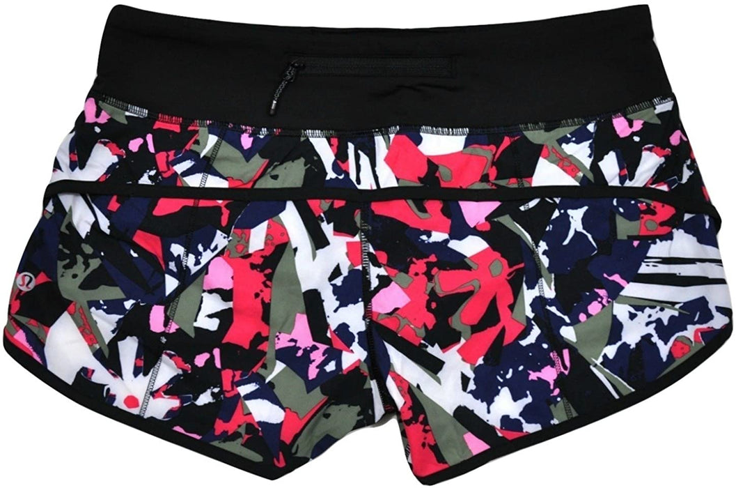 Lululemon Womens Run Speed Short Pop Cut Boom Juice Camo Black Gym