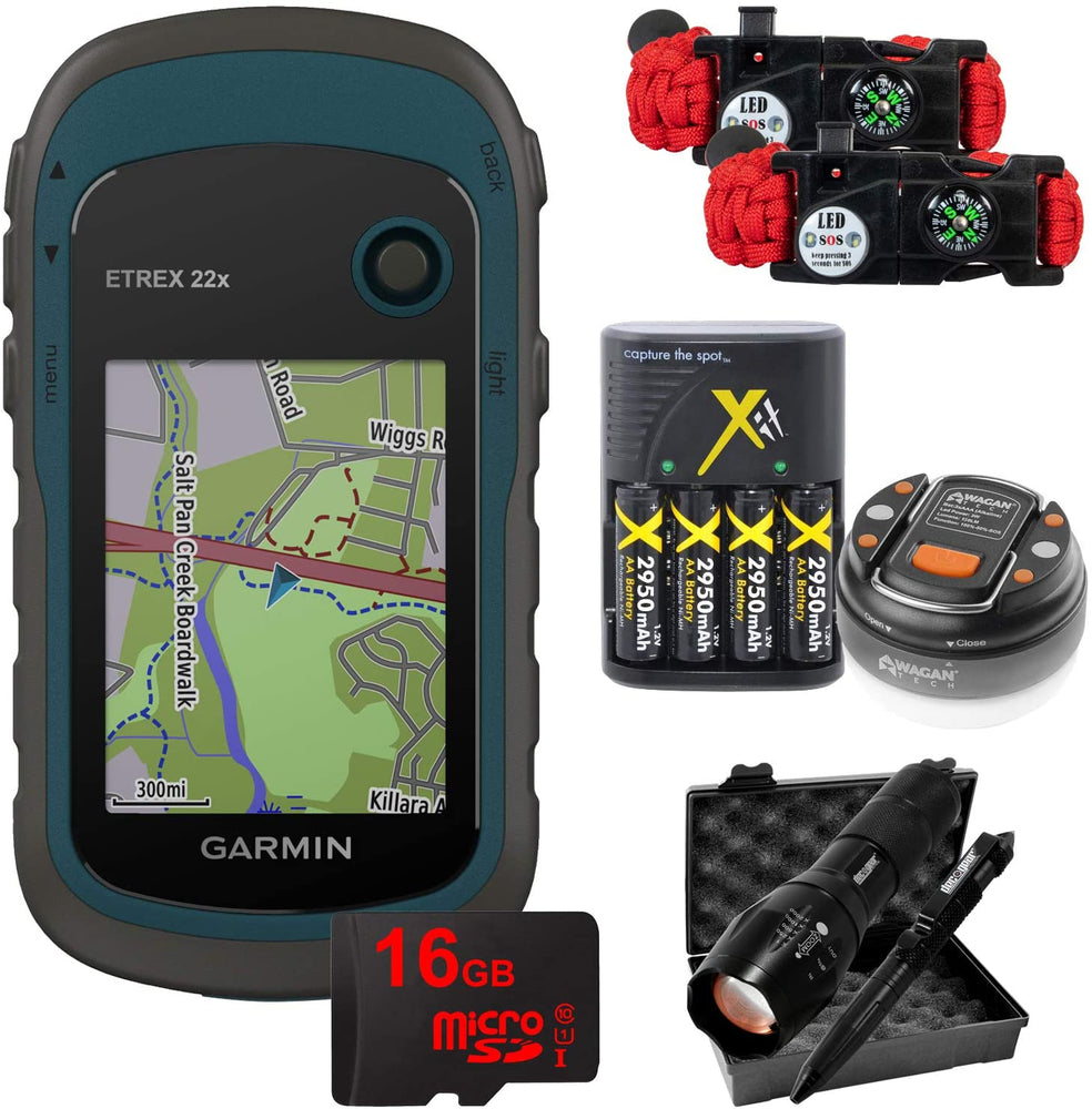 Garmin eTrex 22x: Rugged Handheld GPS with 16GB Camping & Hiking Bundle 010-02256-00