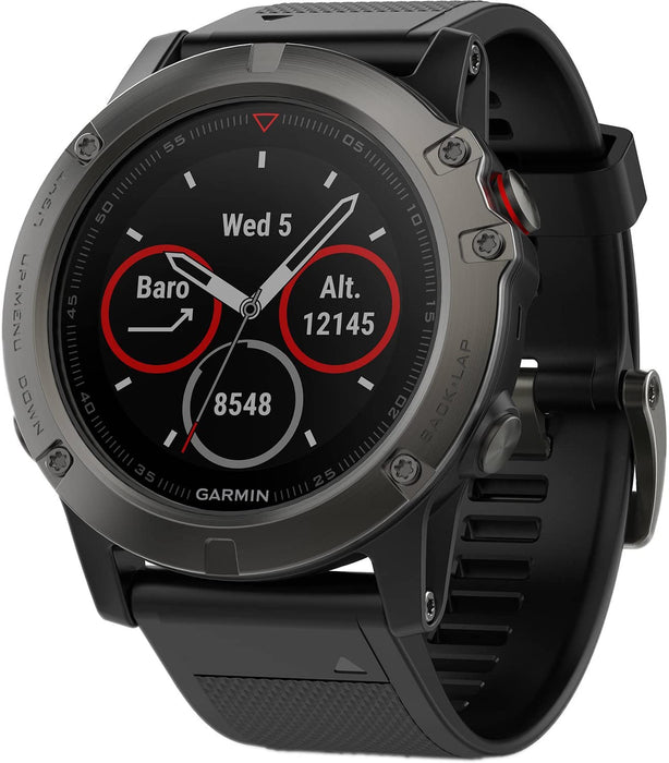 Garmin Fenix 5X Sapphire Slate Gray with Black Band, One Size