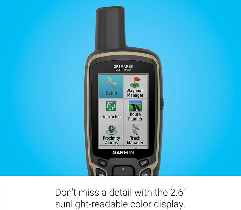 Garmin GPSMAP 65s, Button-Operated Handheld with Altimeter and Compass, Expanded Satellite Support and Multi-Band Technology