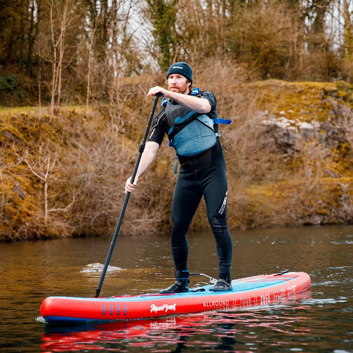 Aquaplanet 10ft 6" x 15cm PACE Stand Up Paddleboard - Incl: SUP, Hand Air Pump w/Pressure Gauge, Adjustable Aluminum Floating Paddle, Repair Kit, Rucksack, Coiled Leash & 4 Kayak Seat Ring Fittings