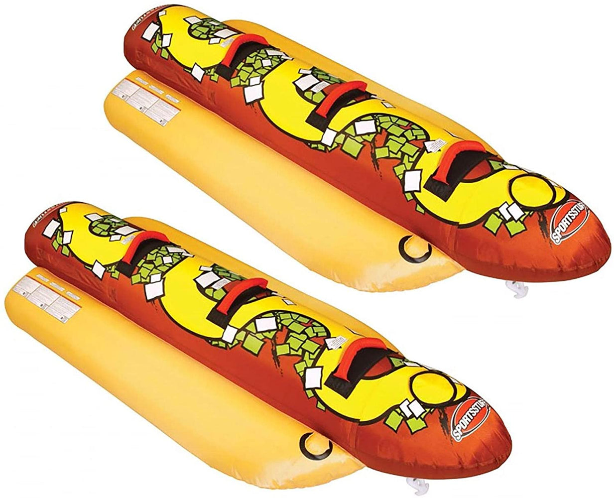 SportsStuff Hot Dog 3 Person Inflatable Boat Lake Water Towable Tube (2 Pack)