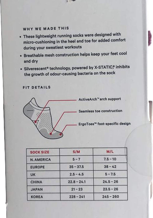 LULULEMON SPEED SOCK SILVER - (Size S/M) -PKTP/MSRS/GARN