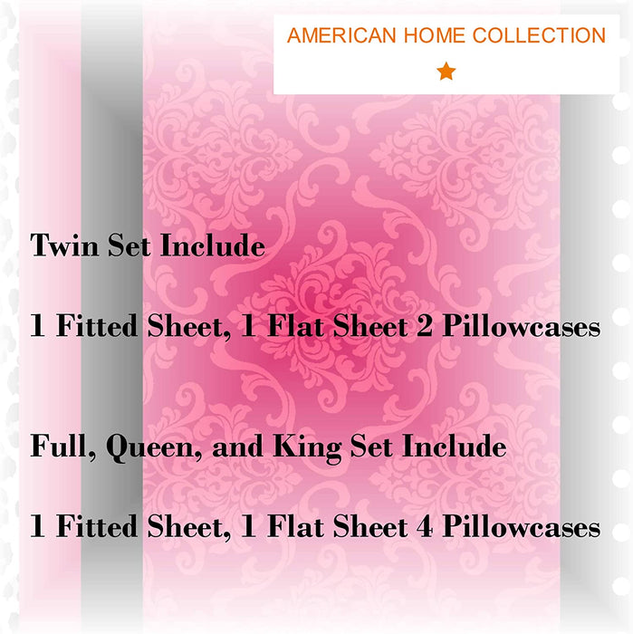 American Home Collection Deluxe 6 Piece Printed Sheet Set of Brushed Fabric, Deep Pocket Wrinkle Resistant - Hypoallergenic (Twin
