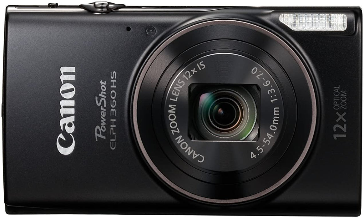 Canon PowerShot ELPH 360 Digital Camera w/ 12x Optical Zoom and Image Stabilization - Wi-Fi & NFC Enabled (Black)